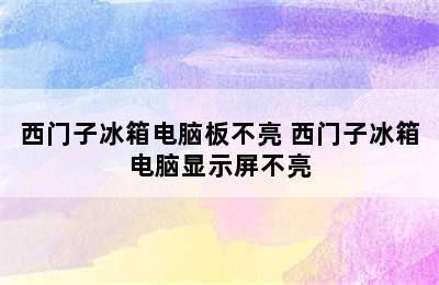 西门子冰箱电脑板不亮 西门子冰箱电脑显示屏不亮